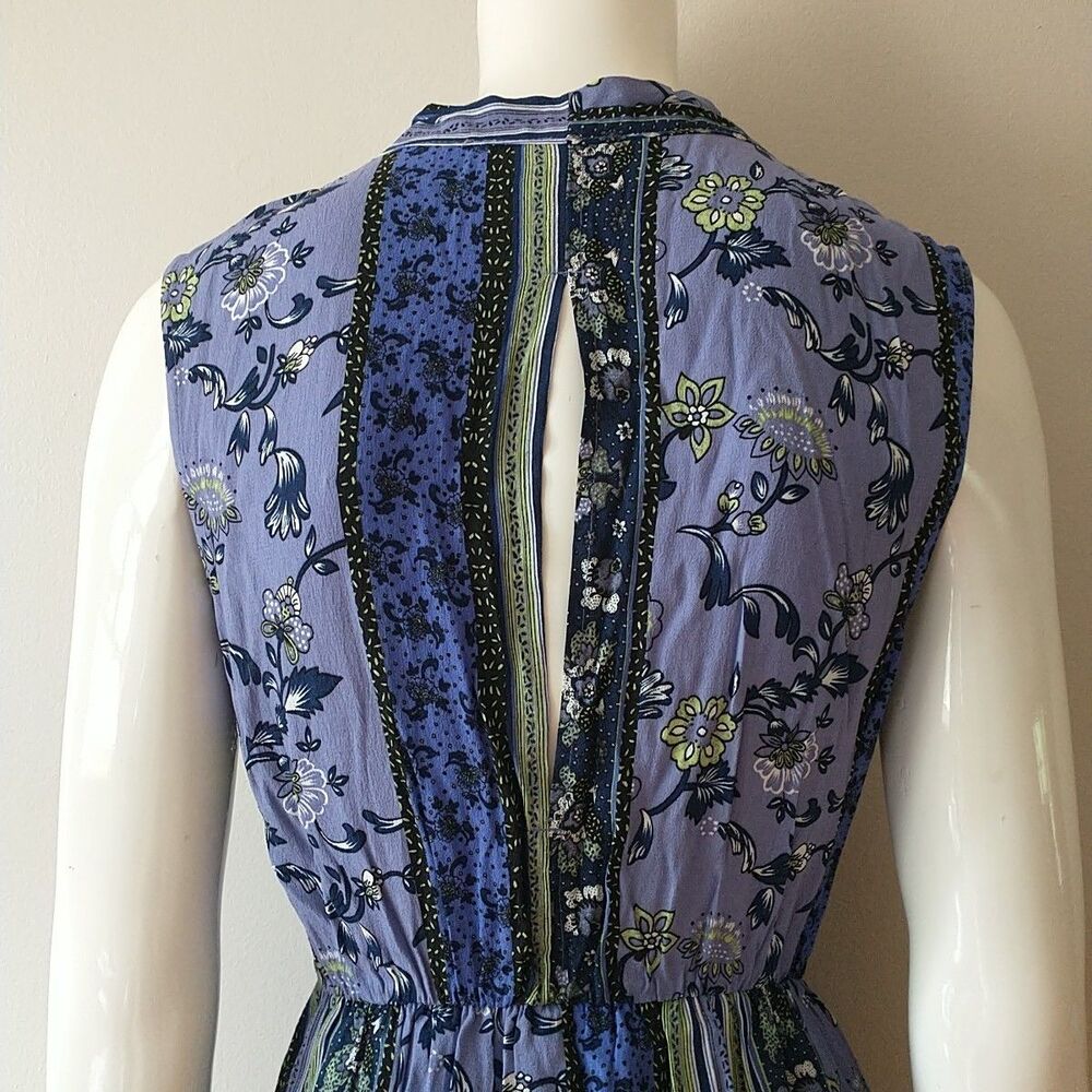 ASTR The Label Maxi Dress Women S Purple Floral Striped High Low Faux Wrap Lined - Picture 6 of 9